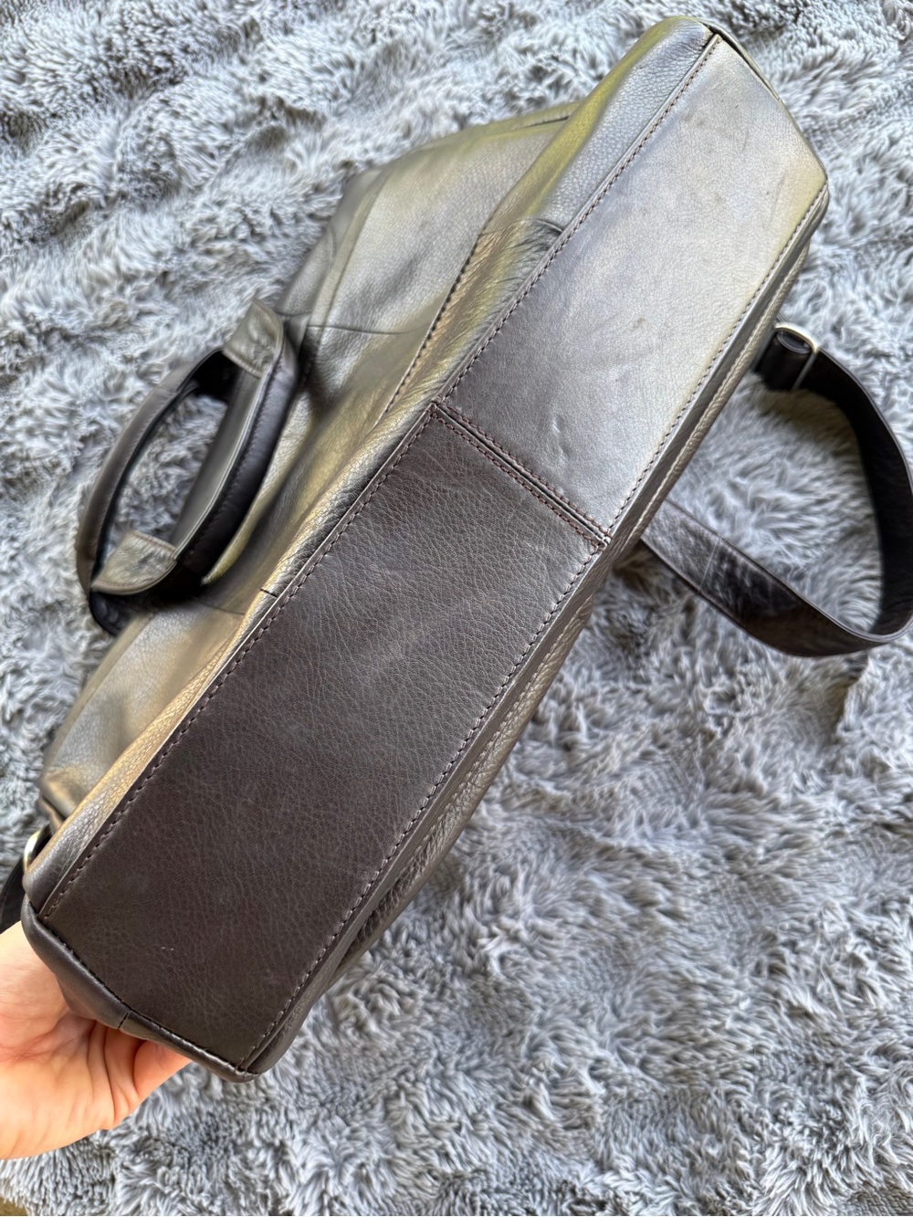 Levenger Laptop Messenger Bag Briefcase Brown Pebbled Leather Crossbody Shoulder - Picture 12 of 16